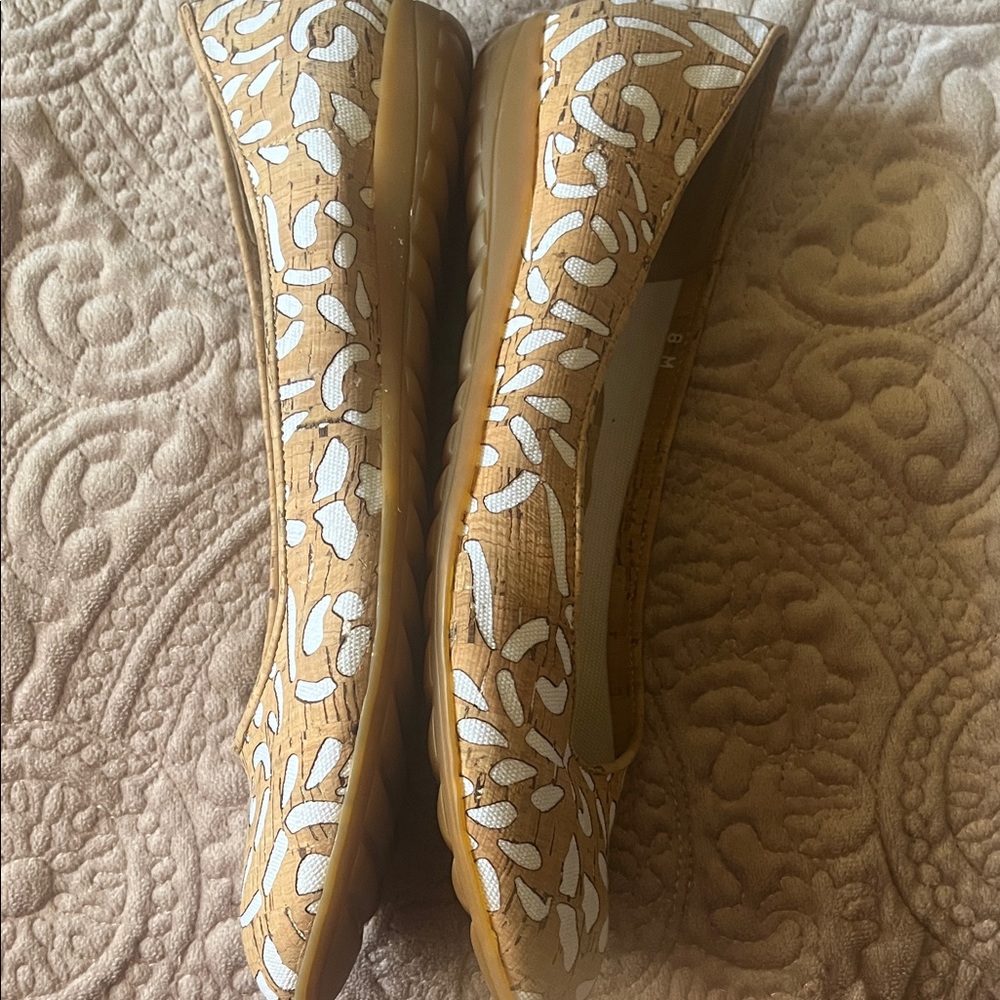 Sesto Meucci Tan Bella laser cut cork ballet flat in EUC SZ8 made in Italy - Picture 3 of 12